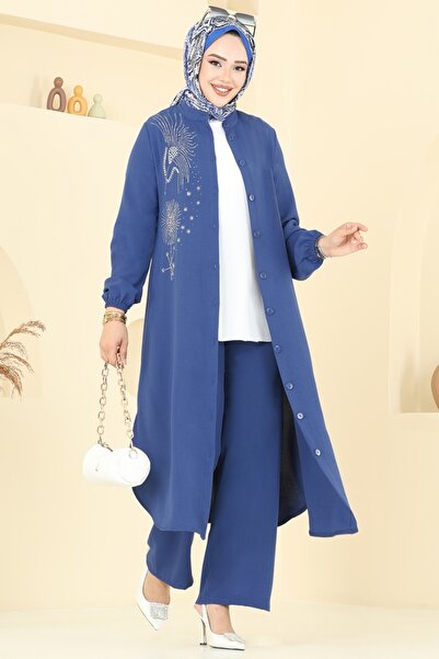 ModaMerve Taş İşlemeli Tesettür Takım 440DVL817-MS İndigo
