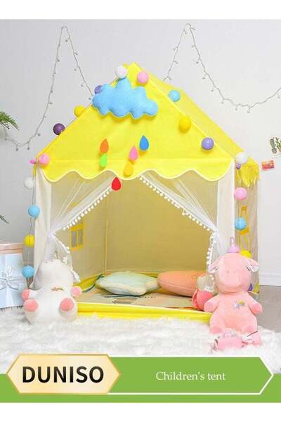 DUNISO خيمة لعب على شكل قلعة أميرة، بيت لعب كبير للأطفال للاستخدام الداخلي وا...