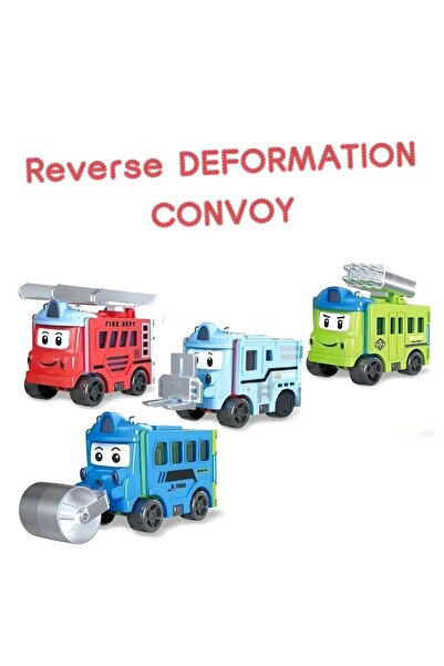 LIXADA مجموعة لعب شاحنة متحولة من 4 قطع - هندسة، مسبار، شاحنة إنقاذ، جرافة، و...