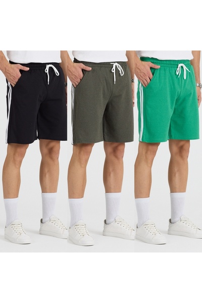 pandy Striped 3-Piece Unisex Colorful Shorts