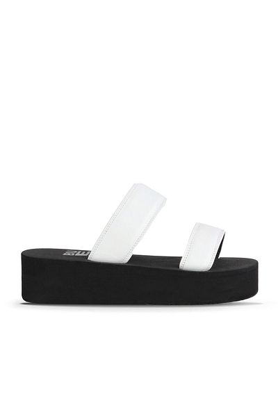 Bueno Shoes White Pearlescent-Paris Women's Wedge Heeled Slippers 26Wt752750