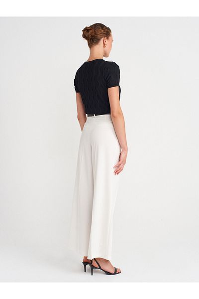 Dilvin 72149 Belted Double Pleated Trousers-White