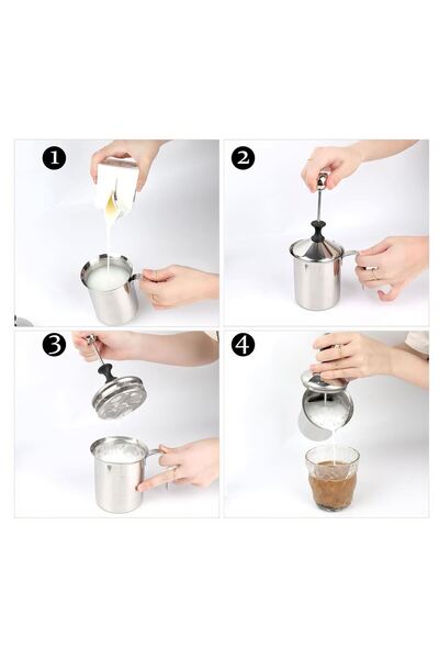 Chavin 304 Çelik 500 ml Manuel Presli Kahve Süt Köpürtme Potu Sütlük Pitcher mt192
