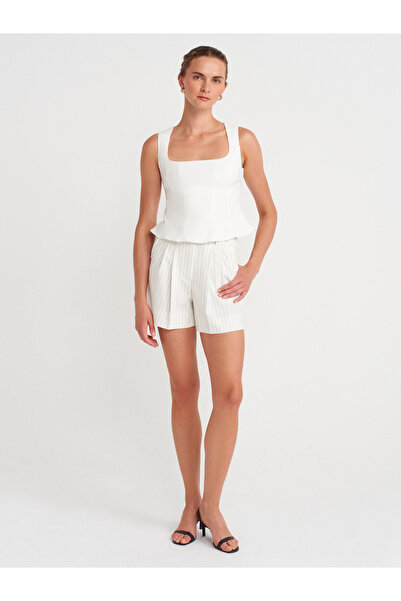 Dilvin 50860 Peplum Corset Top-Ecru