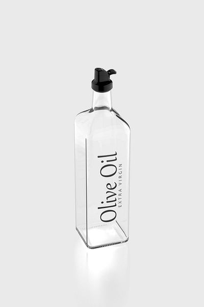 Renga Oslo Letter Patterned 1000 ml Glass Oil Bottle with Black Lid 152064