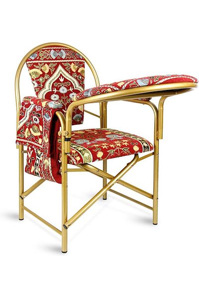 rexa Comfortable Velvet Padded Islamic Prayer Chair with Armrest and Side Pocket, Foldable Prayer Chair