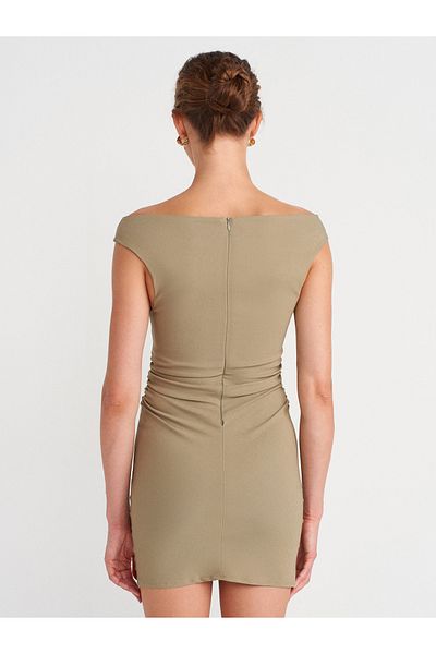 Dilvin 91462 Bardot Mini Dress-Çağla