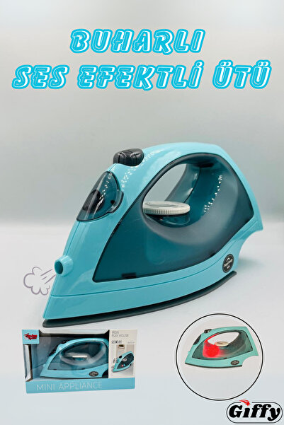 giffy Oyuncak Buharlı Pilli Ütü Ses Efektli Işıklı Gerçekçi Su Eklenebilir Du...