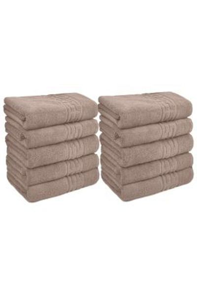 Ralex 10 Luxury Bath Towels 70 x 140 cm, 100% Cotton, Greek Border, Beige
