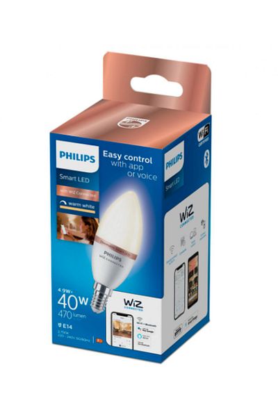 Philips Smart LED Candle Bulb, Wi-Fi, Bluetooth, C37, E14, 4.9W (40W), 470 lm, Warm White Light (270