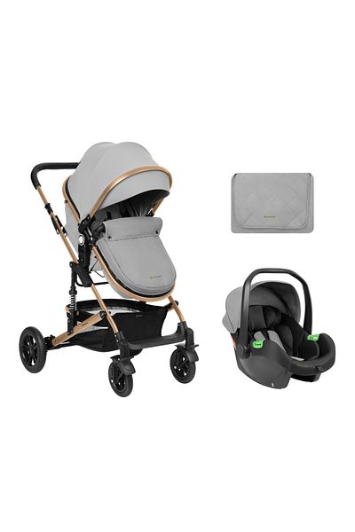 Kikka Boo Carucior transformabil KikkaBoo 3in1 Amaia Light Grey pana la 22kg,cadru din aluminiu,suspensii pe r
