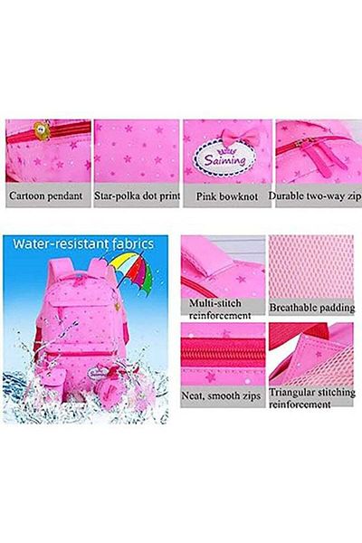 COOYA Bowknot Stars Backpack Sets,with Lunch Bag & Small bag,Breathable Back Panel,Durable,Waterproof