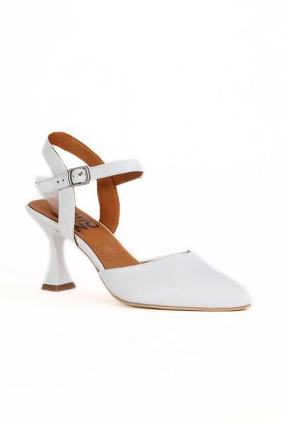 Bueno Shoes White Leather Women's Heeled Shoes 01Wa1403