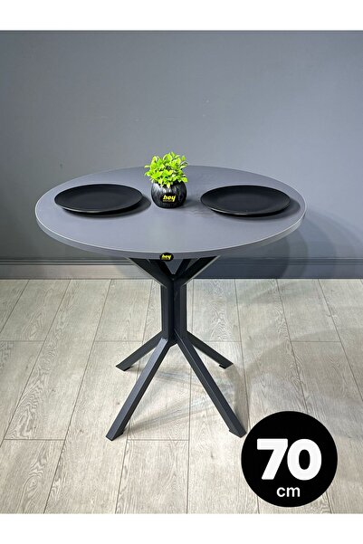hey modüler mobilya Nisa Antrasit Gri Yuvarlak Mutfak Masası Yemek Masası Met...