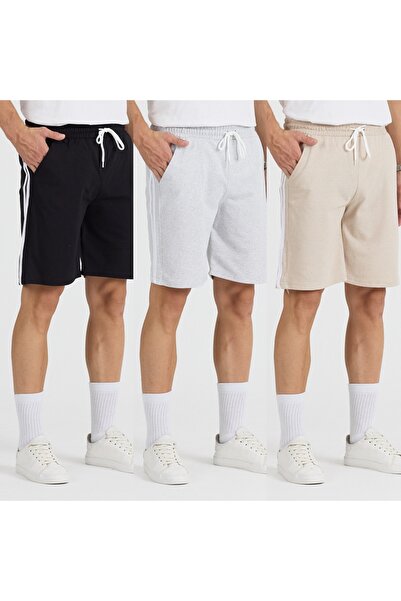 pandy شورت ملون مخطط للجنسين مكون من 3 قطع