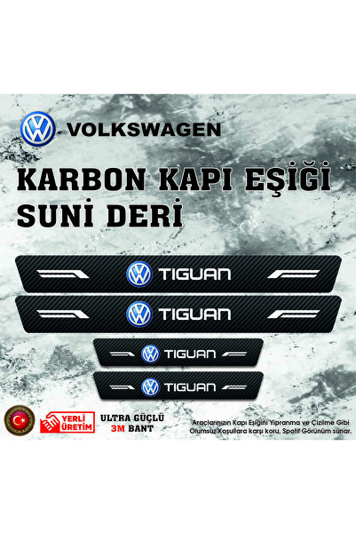ototime Volkswagen Kapı Eşiği Tiguan Uyumlu Deri Karbon Kapı Eşiği Koruyucu B...