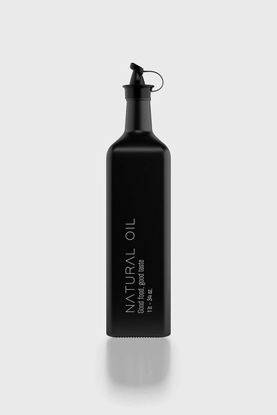 Renga Urla Text Patterned 1000 ml Glass Oil Bottle 152075 Matte Black
