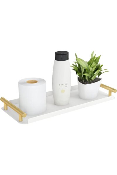 Saharaz سلة ورق التواليت، صينية خزان المرحاض من الفولاذ المقاوم للصدأ مع مقبض للتنظيم، للحمام والمطبخ