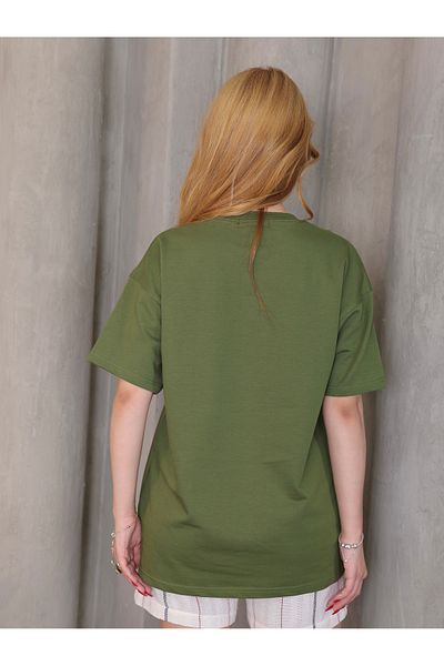 GRODYT Grody.T Women's Oversize Loose Boyfriend T-Shirt Crew Neck, Two-Thread Knitted T-Shirt.