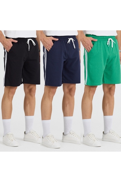 pandy Striped 3-Piece Unisex Colorful Shorts