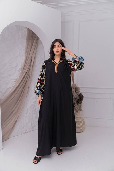 AFandina Distinctive jalabiya with luxurious sequin embroidery on the sleeves A-383