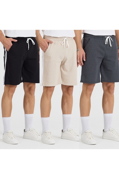 pandy Πολύχρωμο σορτς Unisex 3 τεμαχίων με ρίγες