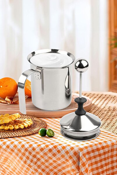 Chavin 304 Çelik 500 ml Manuel Presli Kahve Süt Köpürtme Potu Sütlük Pitcher mt192
