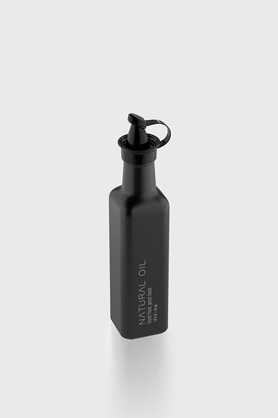 Renga Urla Text Patterned 250 ml Glass Oil Bottle 152072 Matte Black