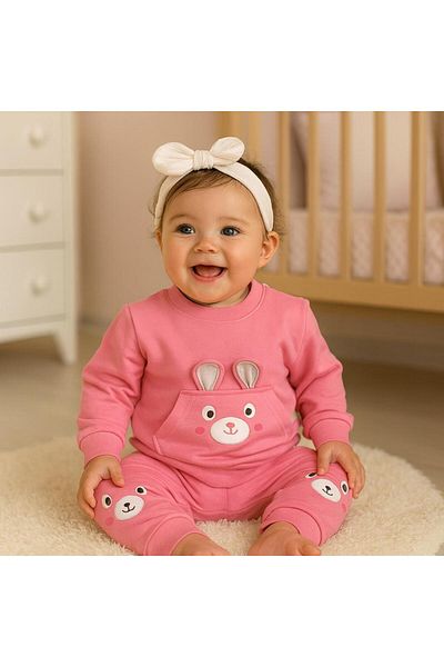 Alpbebe Little cute 2 thread pocket detailed tracksuit set - pink