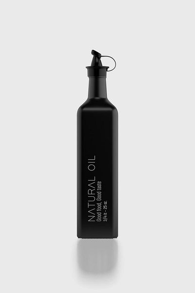 Renga Urla Text Patterned 750 ml Glass Oil Bottle 152074 Matte Black