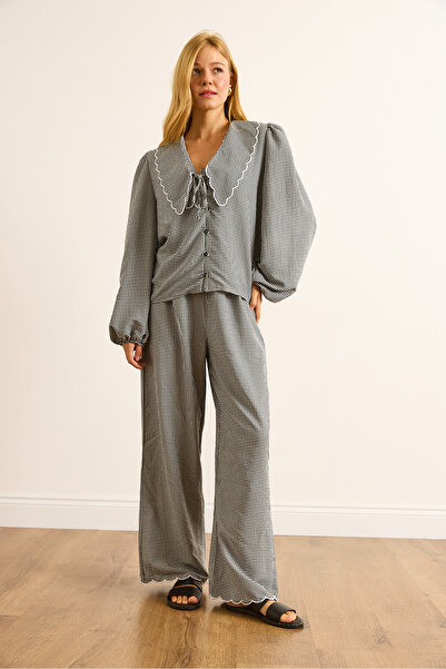 Olalook Set de 2 bucăți de guler negru și detaliu de picioare pentru femei TKM-19000419