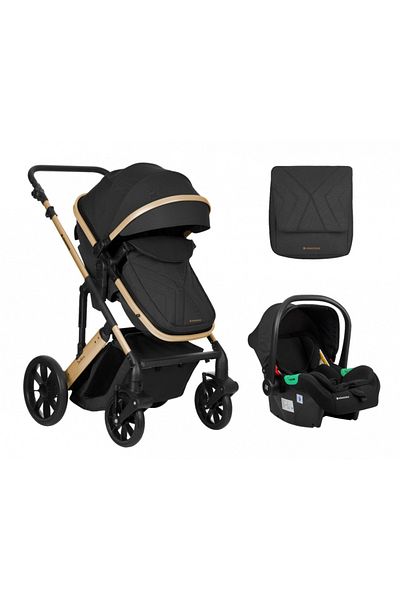 Kikka Boo Carucior copii transformabil 3in1 KikkaBoo Darling Black 2024,Reversibil,Cadru din aluminiu,Roti piv