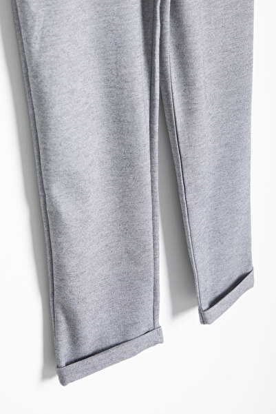 Cansın Mini Gray Waist Lace-Up Double Leg Boys Jogger Fabric Trousers 20746