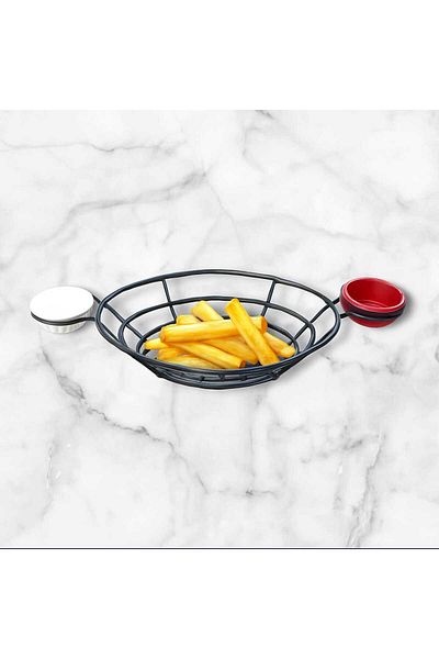 Matar Endüstriyel Mutfak Ekipmanları Patetes Presentation Basket with Sauce Bowl