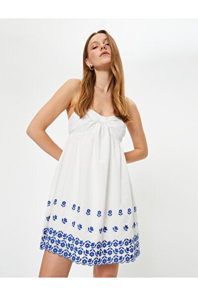 Koton Beige Women's Floral Mini Dress