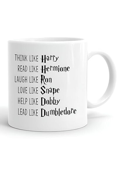 Generic كوب قهوة خزفي مطبوع عليه اسم شخصية هاري بوتر - ١١ أونصة - أبيض - بتصم...