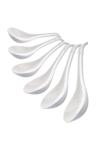 Generic ملاعق حساء آسيوية خزفية من CHILDIKE، ملاعق حساء صينية/يابانية من البو...