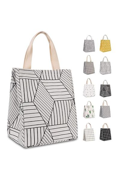 Generic HOMESPON Reusable Lunch Bag Insulated Lunch Box Canvas Fabric with Aluminum Foil, Lunch Tote Handba