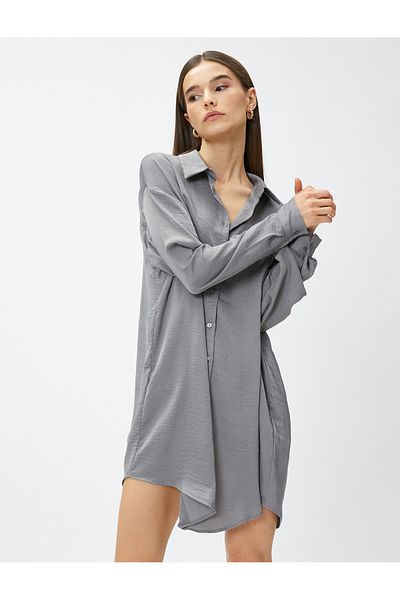 Koton Long Sleeve Mini Shirt Dress