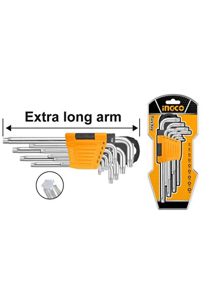 Bervas SET 9 CHEI EXTRA LUNGI TORX TIP L T10-T50 INGCO