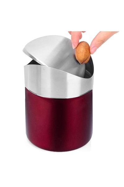 Generic Kingchilla Mini Trash Can with Lid, Brushed Stainless Steel Small Tiny Mini Trash Bin Can, Mini Cou