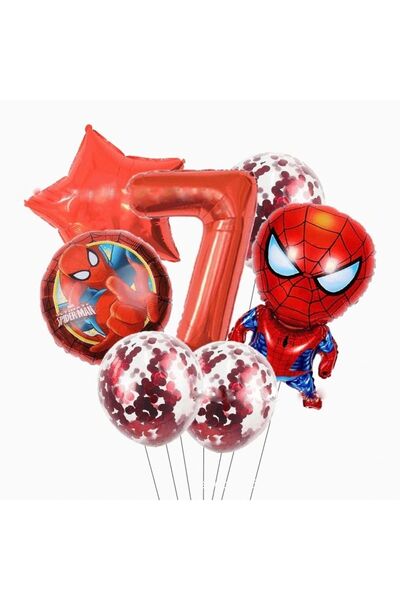 PARTİAVM مجموعة بالونات سبايدرمان لعمر 7 سنوات، بالون على شكل رقم، بالون شفاف...
