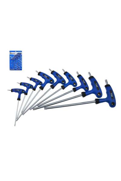 GEKO SET CHEI TORX CU MANER IN FORMA DE L T10-T50 9 PIESE
