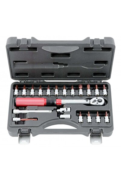 Quatros TRUSA CHEIE DINAMOMETRICA 1/4 5-25NM CU PRELUNGITOR SI BITI 21 PIESE