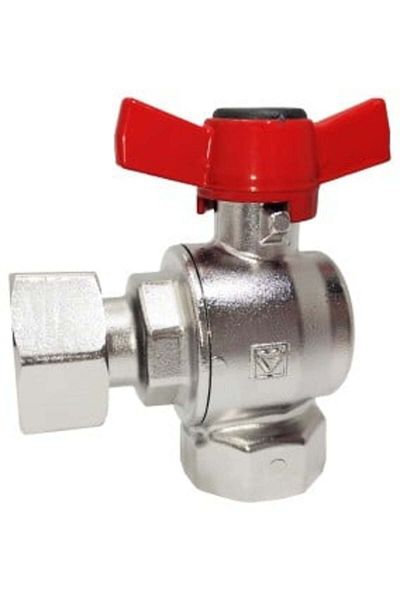 Herz Robinet cu bilă de colț cu racord, FI-FI Ø 3/4" nr. 2, PN 25, mâner fluture