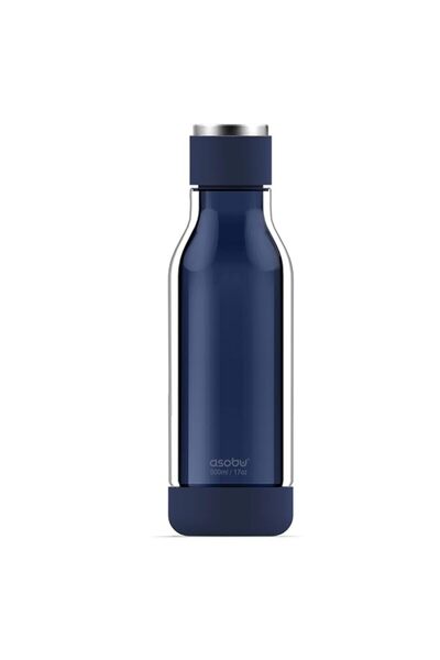 Generic Asobu Inner Peace Glass and Tritan Encased Travel Water Bottle with Silicone Bumpers 17 Ounce (Blue