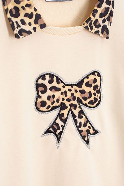 Cansın Mini Set de 2 bucăți pentru fete, cu dungi leopard, cu model de fundă, 20664