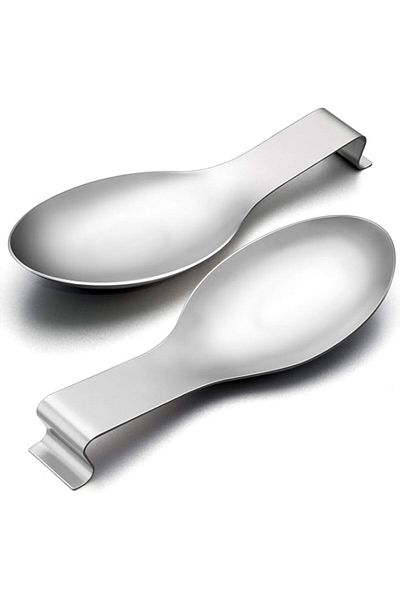 Generic E-far Spoon Rest Set of 2, Stainless Steel Spoon Ladle Holder Spatula Rest for Kitchen Stove Top, L