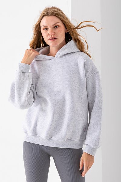 GİYSA Women's Hooded 3-Strand Basic Oversize Sweatshirt Gray - 2672