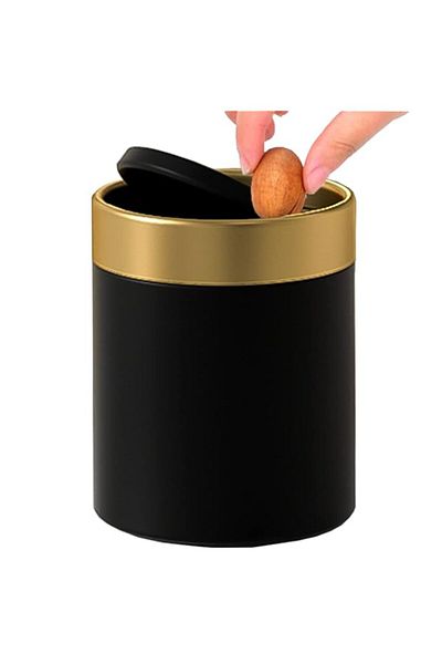Generic Kingchilla Mini Trash Can with Lid, Brushed Stainless Steel Small Tiny Mini Trash Bin Can, Mini Cou